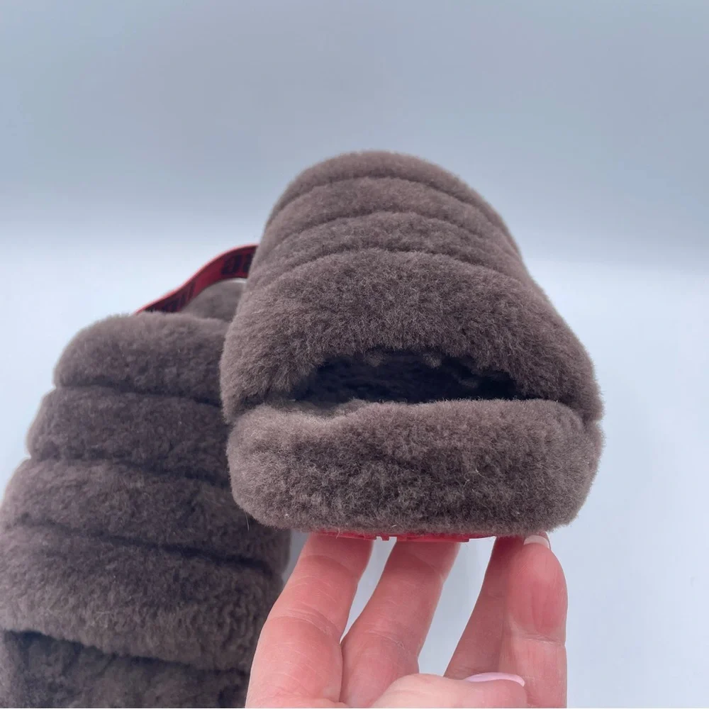 UGG Fluff Yeah Slides 7 Brown/Red - Picture 11 of 16